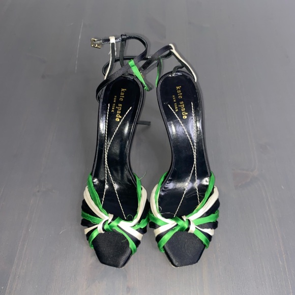 kate spade Shoes - Kate Spade Florence Strappy Heeled Evening Sandals Black, White and Green